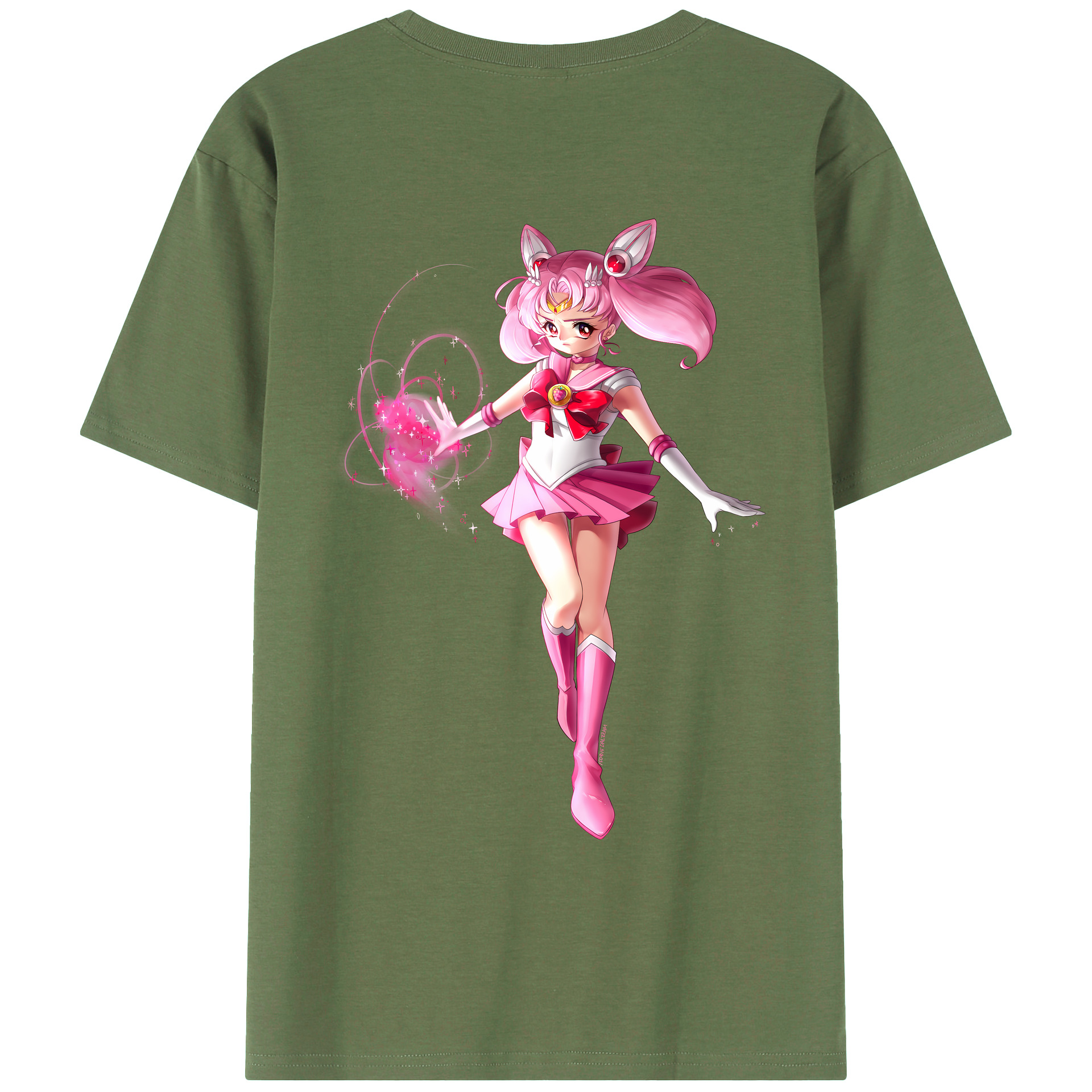 （画像用） 美少女戦士セーラームーン ちびうさ Sailor Moon Chibiusa Tsukino Usagi Small Lady Serenity 綿100％ メンズ半袖Tシャツ（バックプリント） 通気性